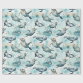 Papier Cadeau Aquarelle de phoque gris (Plat)