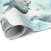 Papier Cadeau Aquarelle de phoque gris (Coin rond)