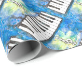Papier Cadeau Aquarelle de piano (Coin rond)