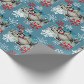 Papier Cadeau Aquarelle de pingouin de Whimsical Patinage de gla (Coin)