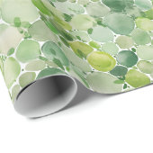 Papier Cadeau Aquarelle de points verts (Coin rond)
