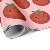 Papier Cadeau Aquarelle de tomate mignonne (Coin rond)