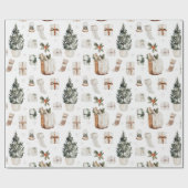 Papier Cadeau Aquarelle de vacances Boho Neutre Noël (Plat)