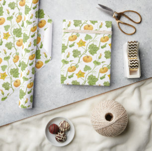 Papier Cadeau Aquarelle de vigne citrouille