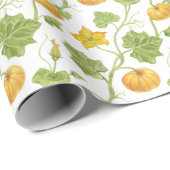 Papier Cadeau Aquarelle de vigne citrouille (Coin rond)