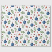 Papier Cadeau Aquarelle Décorations de Noël Étoiles Coeurs (Plat)