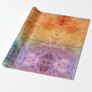 Papier Cadeau Aquarelle d'encre alcool abstrait coloré damassé W
