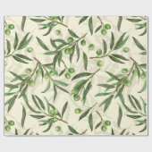 Papier Cadeau Aquarelle des branches d'olive (Plat)
