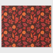 Papier Cadeau Aquarelle des feuilles d'automne (Plat)