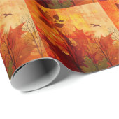 Papier Cadeau Aquarelle désaffectée sur les feuilles d'automne (Coin rond)