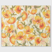 Papier Cadeau Aquarelle dessinée à la main motif sans couture fl (Plat)