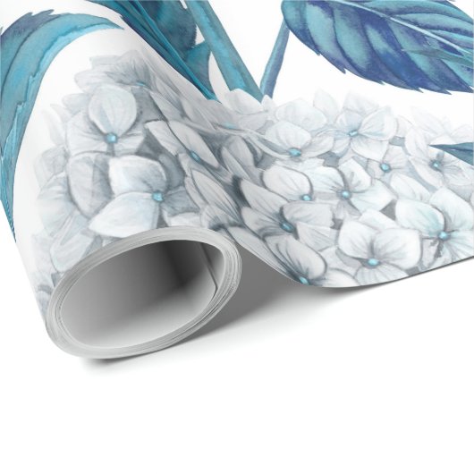 Papier Cadeau Aquarelle d'hydrangée blanche (Coin rond)