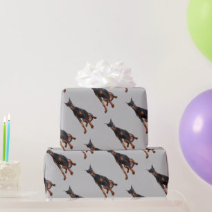 Papier Cadeau Aquarelle Doberman Pinsman chien animal animal ani