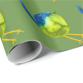 Papier Cadeau Aquarelle d'oiseau vert mou (Coin rond)