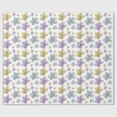 Papier Cadeau Aquarelle d'or violet Fleurs Inspirationnelles (Plat)