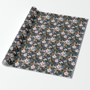 Papier Cadeau Aquarelle douce : Baies florales roses