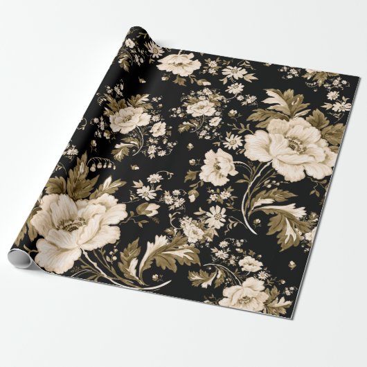 Papier Cadeau Aquarelle douce fleurs délicates motif avec  (Déroulé)