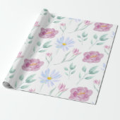 Papier Cadeau Aquarelle douce Florale (Déroulé)