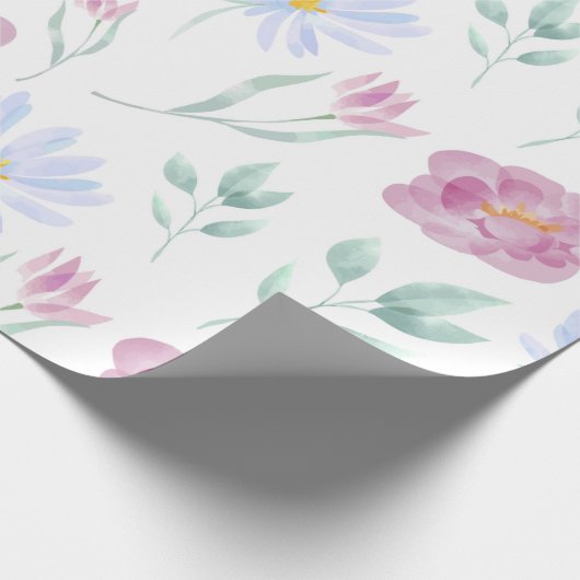 Papier Cadeau Aquarelle douce Florale (Coin)