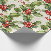 Papier Cadeau Aquarelle douce Holly & Berries Design élégant (Coin)