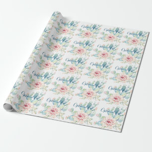 Papier Cadeau Aquarelle douce Pastel Blooming Cactus