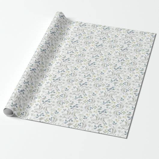 Papier Cadeau Aquarelle douce Verdure botanique Eucalyptus (Déroulé)