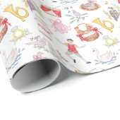 Papier Cadeau Aquarelle Douze jours de Noël (Coin rond)