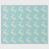 Papier Cadeau Aquarelle Dragonfly en bleu et vert (Plat)