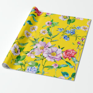 Papier Cadeau Aquarelle du jardin de fleurs illustration motif