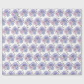 Papier Cadeau Aquarelle Dusty Blue & Lilac Hydrangeas Mariage (Plat)