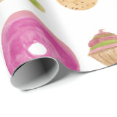 Papier Cadeau Aquarelle Eclair Donuts Fun Whimiscal Sweet (Coin rond)