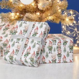 Papier Cadeau Aquarelle elée de Noël