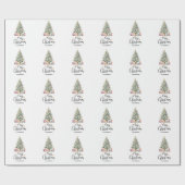 Papier Cadeau Aquarelle élégante Arbre de Noël & Présents (Plat)