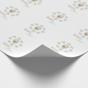 Papier Cadeau Aquarelle éléphante Wreath Baby Love