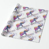 Papier Cadeau Aquarelle Eléphants colorés (Déroulé)