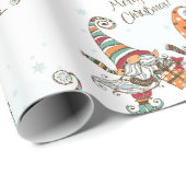 Papier Cadeau Aquarelle elfes Petit Joyeux elfe de Noël Gnome (Coin rond)