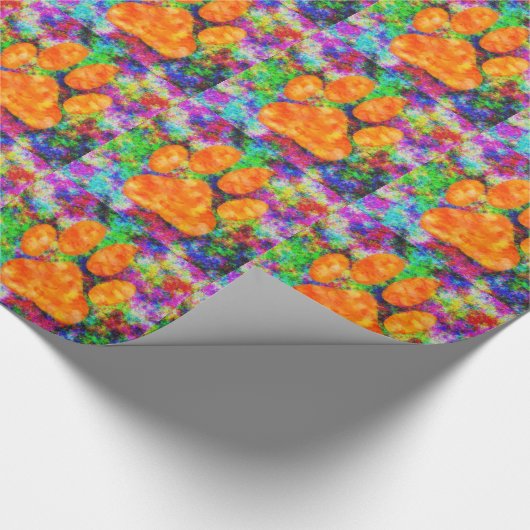 Papier Cadeau Aquarelle Empreinte de patte de chien (Coin)