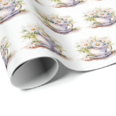 Papier Cadeau Aquarelle En Coupe De Café Avec Soucoupe (Coin rond)