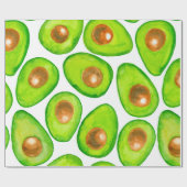 Papier Cadeau Aquarelle en tranches d'Avocado (Plat)