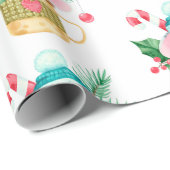 Papier Cadeau Aquarelle Enfants Noël Souris Animal Art (Coin rond)