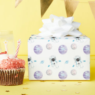 Papier Cadeau Aquarelle Espace Galaxie Astronaut