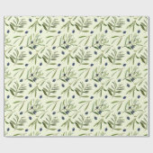 Papier Cadeau Aquarelle esthétique Branches en olive Feuille (Plat)