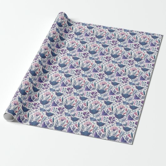 Papier Cadeau aquarelle et algues (Déroulé)