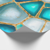 Papier Cadeau Aquarelle et cellules d'or - océan (Coin)