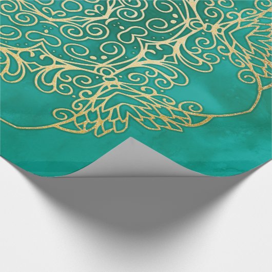 Papier Cadeau Aquarelle et Mandala d'or (Coin)