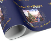 Papier Cadeau Aquarelle Eucalyptus Moderne Feliz Navidad (Coin rond)