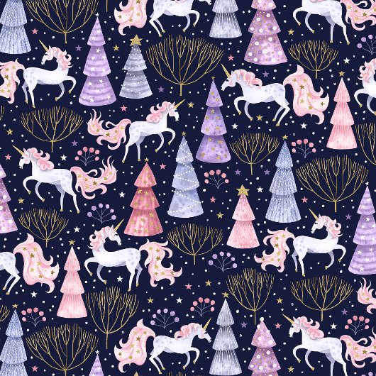 Papier Cadeau Aquarelle Festive Noël licorne