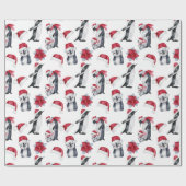 Papier Cadeau Aquarelle festive Penguin de Noël (Plat)