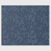 Papier Cadeau Aquarelle Feuille Bleue (Plat)
