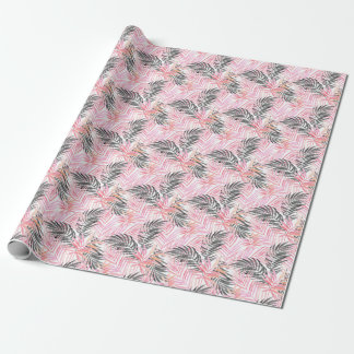Papier Cadeau Aquarelle Feuille rose tropicale